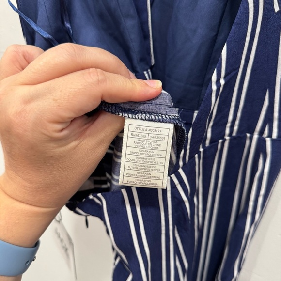 Jack by BB Dakota All The Way Up Striped Halter Wide Leg Jumpsuit Open Back 6 - Picture 9 of 9